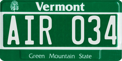VT license plate AIR034