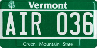 VT license plate AIR036