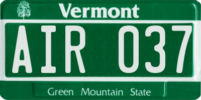 VT license plate AIR037