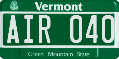 VT license plate AIR040