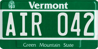 VT license plate AIR042