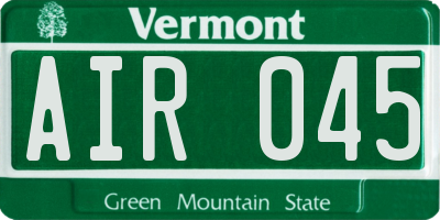 VT license plate AIR045