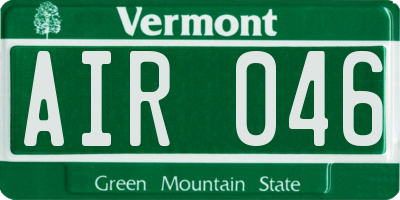 VT license plate AIR046