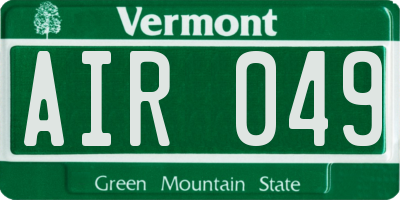 VT license plate AIR049