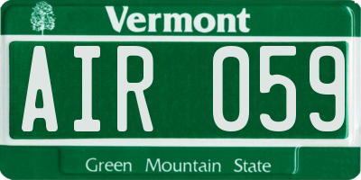 VT license plate AIR059