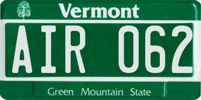 VT license plate AIR062