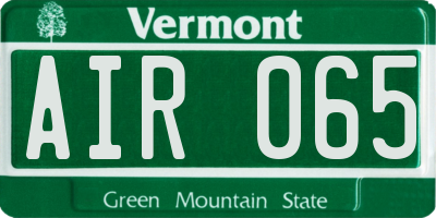 VT license plate AIR065
