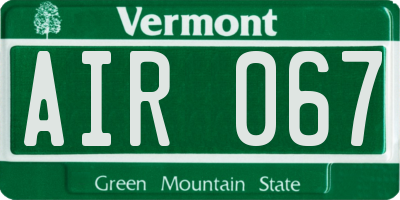 VT license plate AIR067