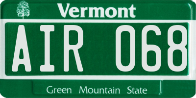 VT license plate AIR068
