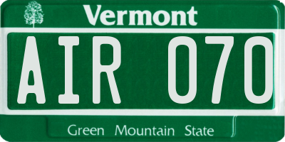 VT license plate AIR070