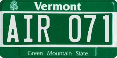 VT license plate AIR071