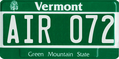 VT license plate AIR072