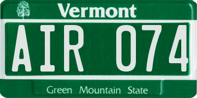 VT license plate AIR074