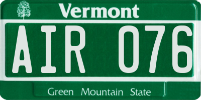 VT license plate AIR076