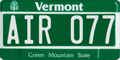 VT license plate AIR077