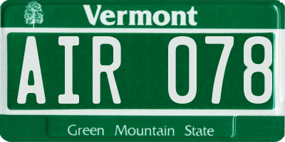 VT license plate AIR078