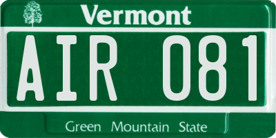 VT license plate AIR081