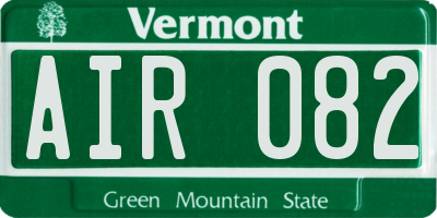 VT license plate AIR082
