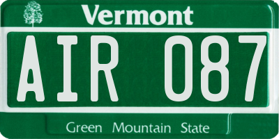 VT license plate AIR087