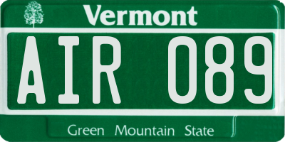 VT license plate AIR089