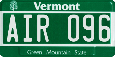 VT license plate AIR096