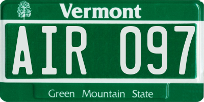 VT license plate AIR097