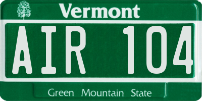 VT license plate AIR104