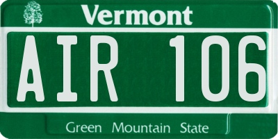 VT license plate AIR106