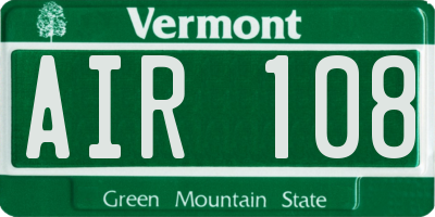 VT license plate AIR108