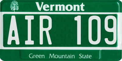 VT license plate AIR109