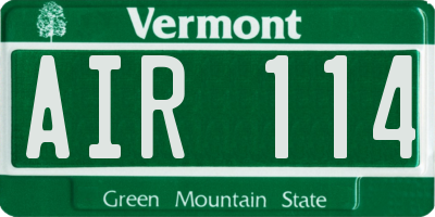 VT license plate AIR114