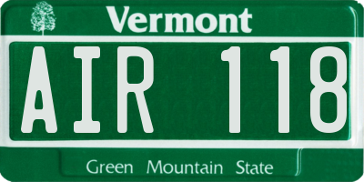 VT license plate AIR118