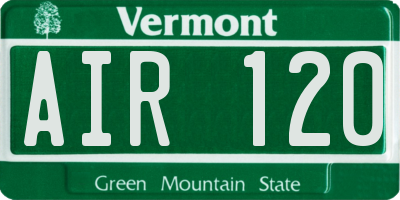 VT license plate AIR120