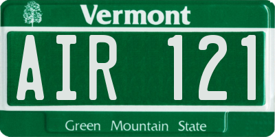 VT license plate AIR121