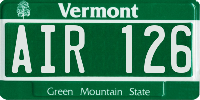 VT license plate AIR126