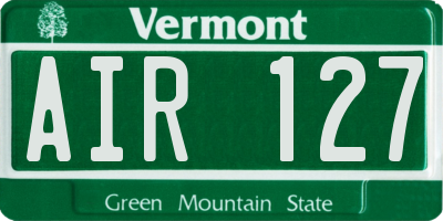 VT license plate AIR127