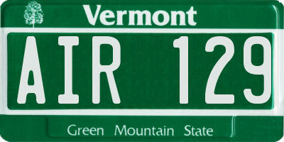 VT license plate AIR129