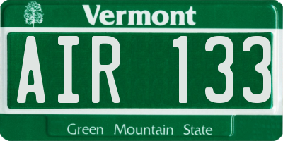 VT license plate AIR133