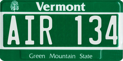 VT license plate AIR134