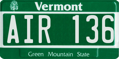 VT license plate AIR136