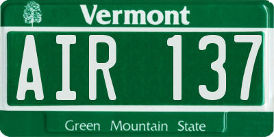 VT license plate AIR137