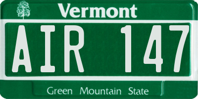 VT license plate AIR147