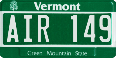 VT license plate AIR149