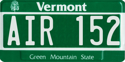 VT license plate AIR152