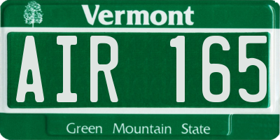 VT license plate AIR165
