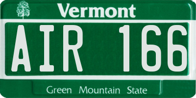 VT license plate AIR166