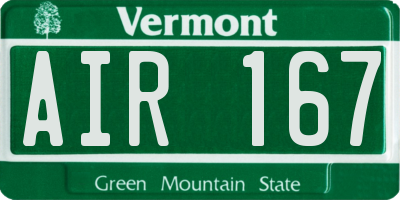 VT license plate AIR167