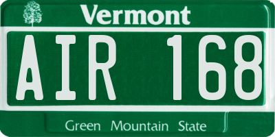 VT license plate AIR168