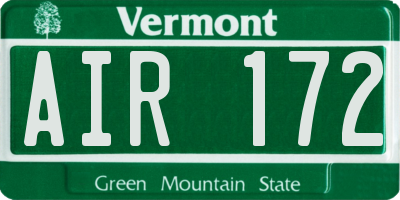VT license plate AIR172