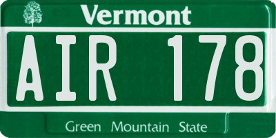 VT license plate AIR178
